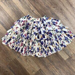 Watercolor JEWEL Floral TIERED Full Circle SKIRT S Handmade Square Dance Western